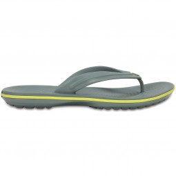 Crocs Crocband Flip Unisex Zehenstegsandale grau (concrete/chartreuse)