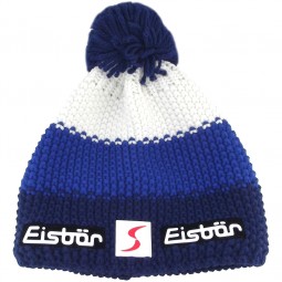 Eisbär Star Pompon SP Unisex Strickmütze dunkelblau/mittelblau/weiß