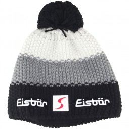 Eisbär Star Pompon SP Unisex Strickmütze schwarz/grau/weiß
