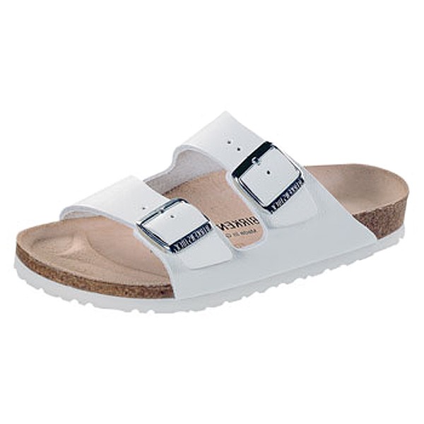 Birkenstock Arizona Leder Unisex Pantoletten weiß