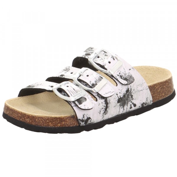 Superfit - Fussbettpantoffel - Mädchen Pantolette mit Glanz - Weiß/Mehrfarbig
