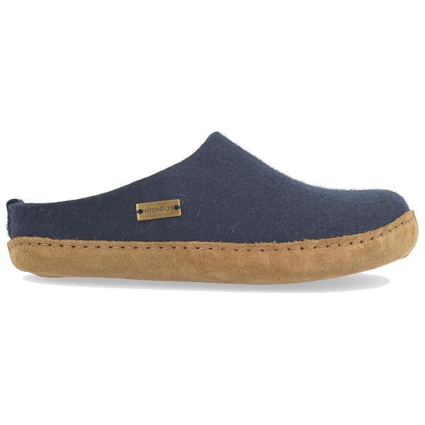 Haflinger - Emils Toffel - Unisex Filz-Pantoffel mit Ledersohle - Mittelblau