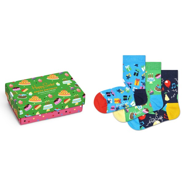 Happy Socks Happy Birthday Kids Gift Box 3-Pack Kinder Geschenk-Socken mehrfarbig