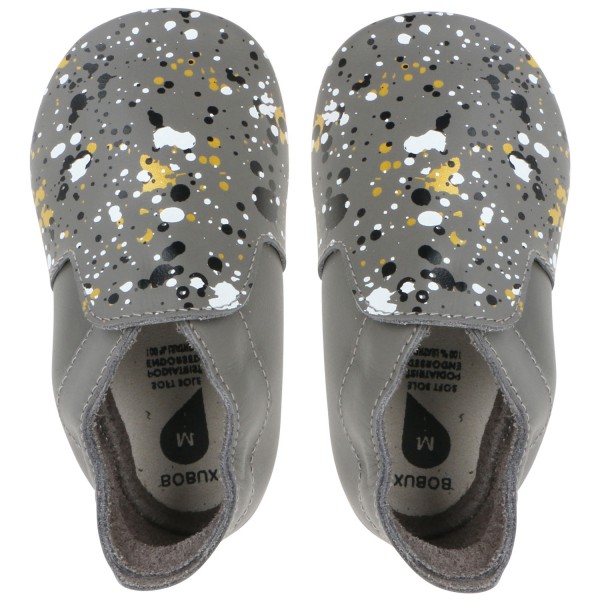 Bobux Soft Soles Spekkel Baby Weichsohlige Leder-Krabbelschuhe Grau/Farbklexxer (Grey)