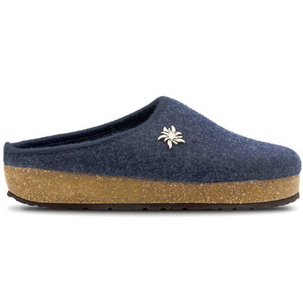 Löwenweiss - Chalet - Damen Filz-Pantoffel aus Schurwolle - Jeans Denim