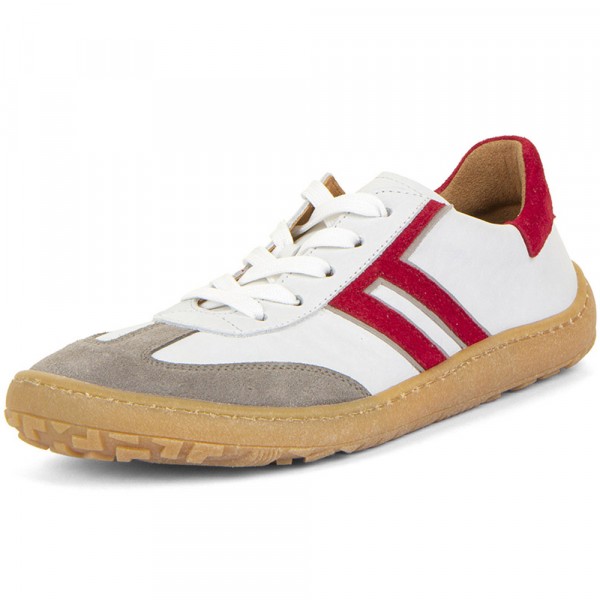 Froddo Barefoot F-Motion Kinder Barfußschuhe aus Leder Weiß/Rot (White/Red)