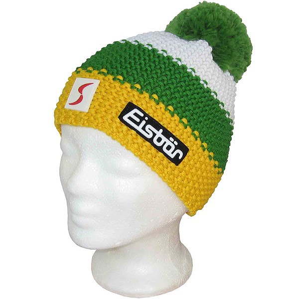 Eisbär Star Pompon SP Kids Kinder Strickmütze gelb/grün/weiß