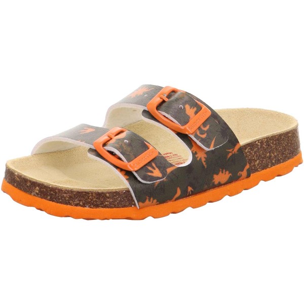 Superfit - Fussbettpantoffel - Jungen Sandale mit Dino-Motiv - Orange/Mehrfarbig