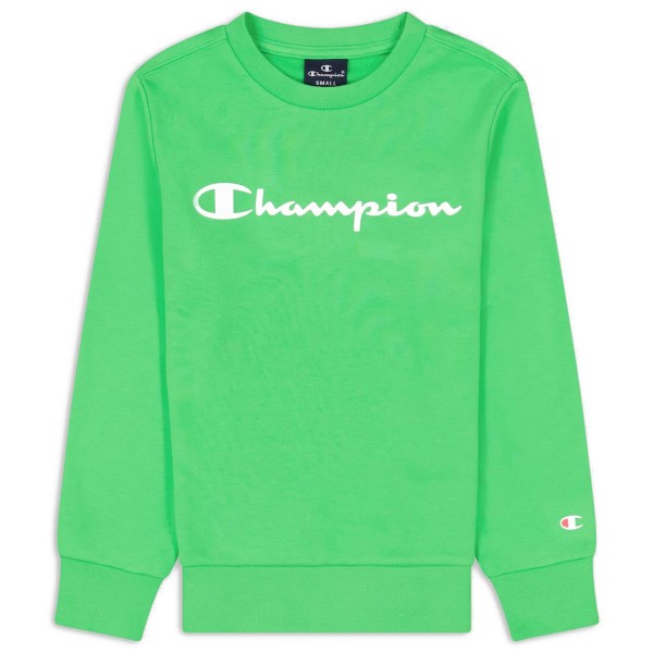 Champion Crewneck Sweatshirt Kids Kinder Pullover mit Logo-Schriftzug Grün (BGE)