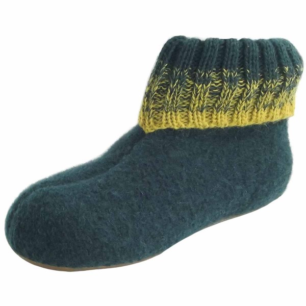 Haflinger Everest Iris Kids Child Slipper Socks Fir Green (Tannengruen)