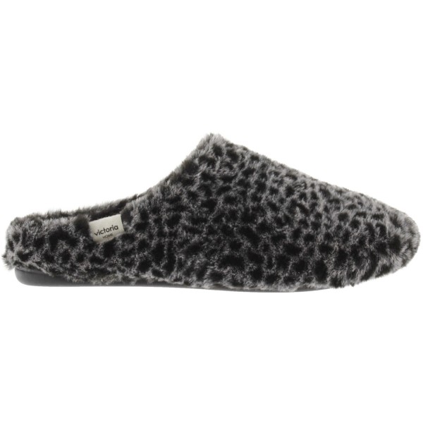 Victoria Norte Animal Print Fur Damen Pantoffel aus Kunstfell Schwarz (Negro)