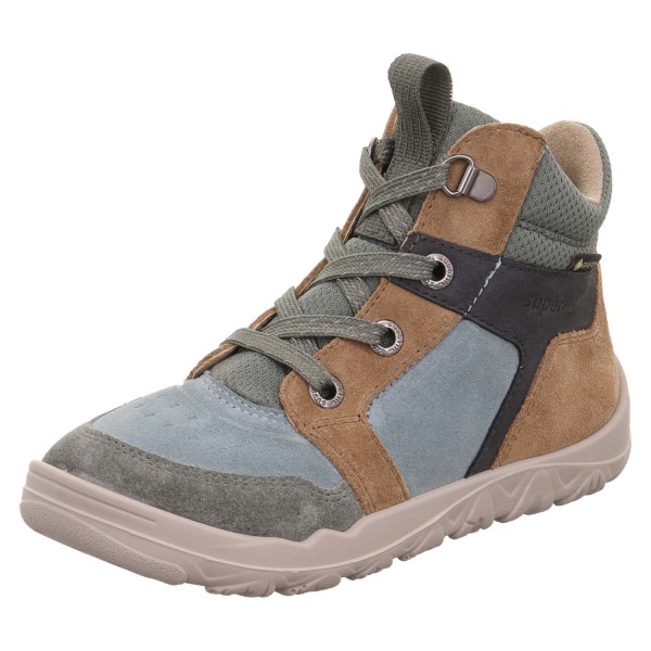 Superfit - Gore-Tex Barefit Walderi Schnürer - Kinder Barfußschuh mit Fleecefutter - Braun/Grau/Mehrfarbig