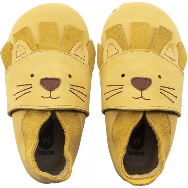 Bobux Leo Baby Leder-Krabbelschuhe Gelb/Löwe (Maple)