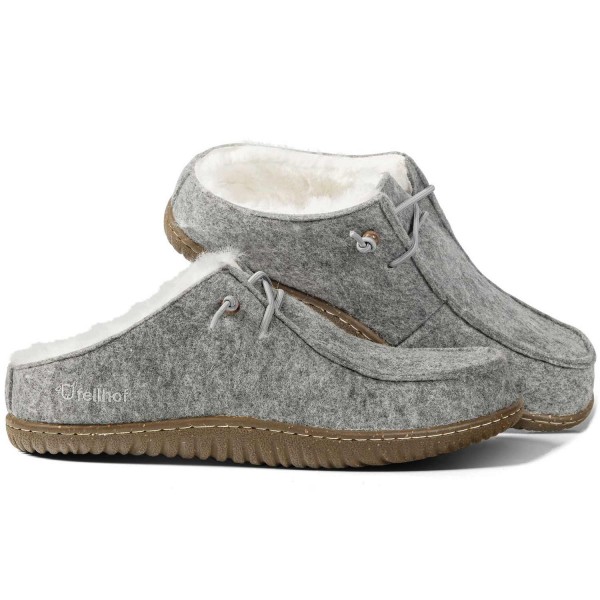 Fellhof - Uniko Filz - Herren Lammfell-Pantoffel mit Filz-Obermaterial - Grau/Melange