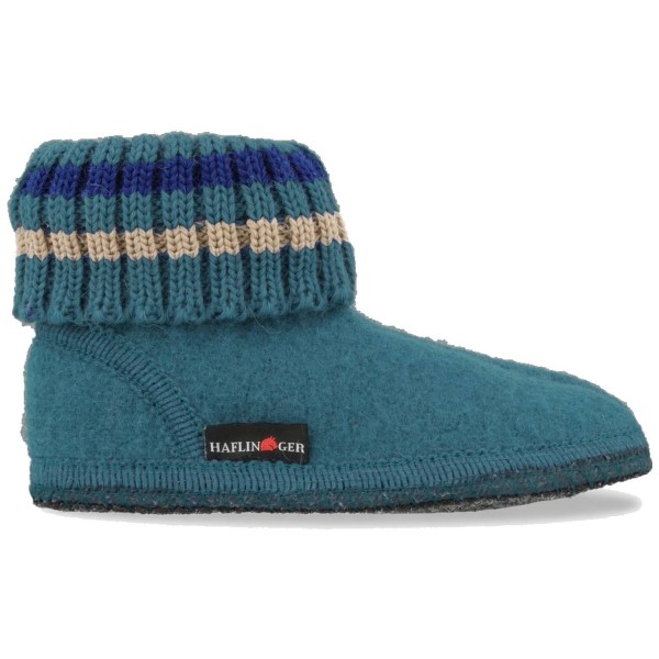 Haflinger - Paul - Unisex Hüttenschuhe mit Strickbund - Petrolgrün (Türkis)