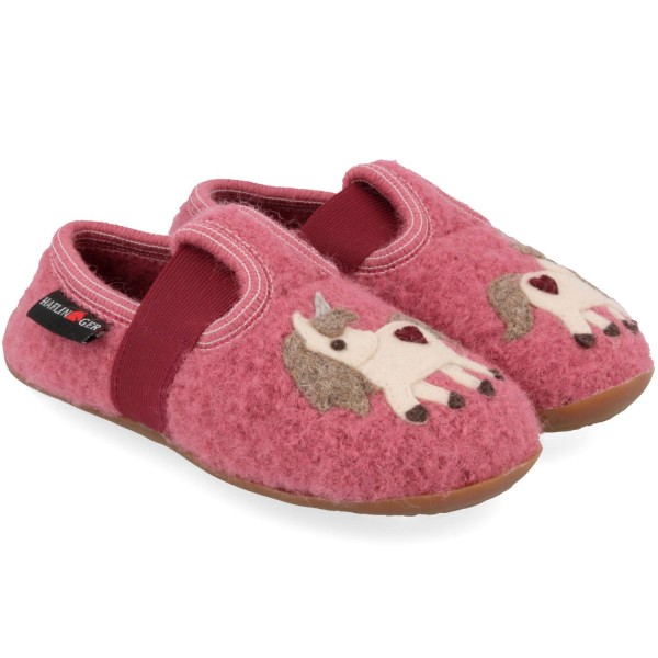Haflinger - Everest Unicorn - Mädchen Hausschuhe mit Einhorn-Motiv - Rosa (Heather Rose)