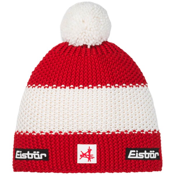 Eisbär - Star Pompon MÜ SA - Unisex Strickmütze für Österreich-Fans - Rot/Weiß/Rot (Ketchup/White/Ketchup)