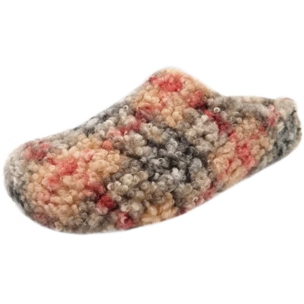 Living Kitzbühel - Brechhorn Karo - Damen Pantoffeln aus Teddyplüsch - Beige Multi