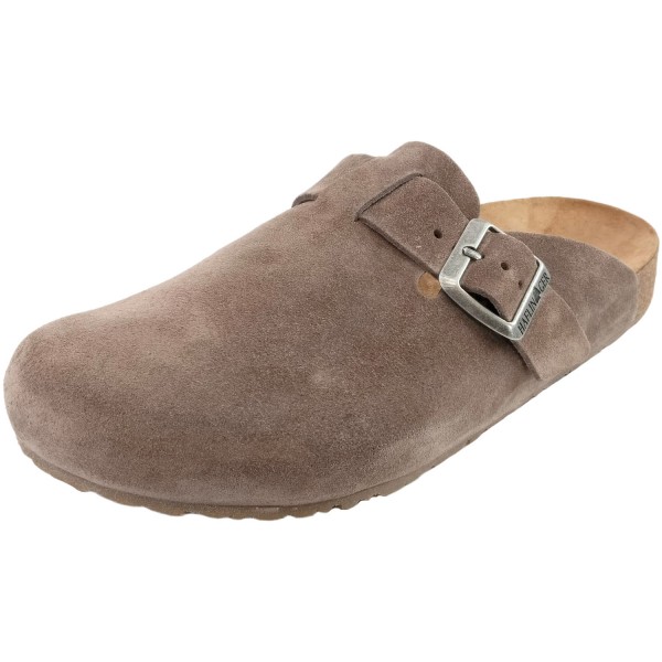 Haflinger Porto Unisex Lederclog mit Korkfußbett Graubraun (Greige)