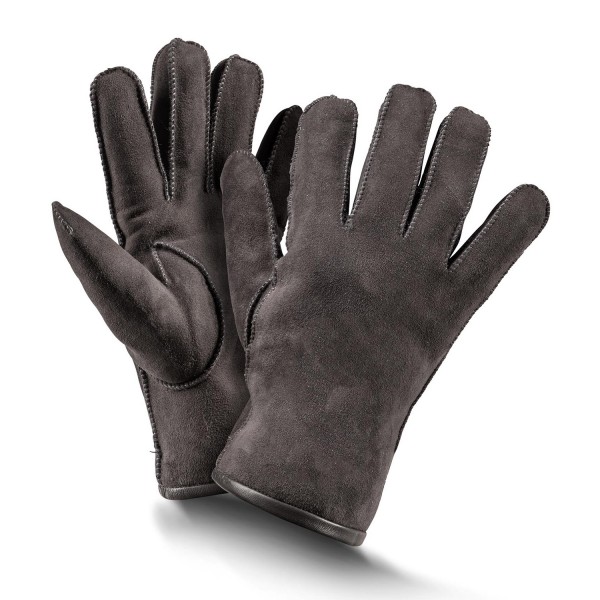 Fellhof Basic Unisex Lammfell-Handschuhe Dunkelgrau