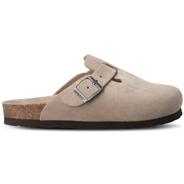 Genuins Riva Velour Unisex Leder-Pantoffel Beige (Taupe)