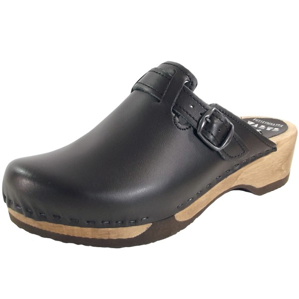 Waltl Adam Glattleder Herren Holzclogs Schwarz