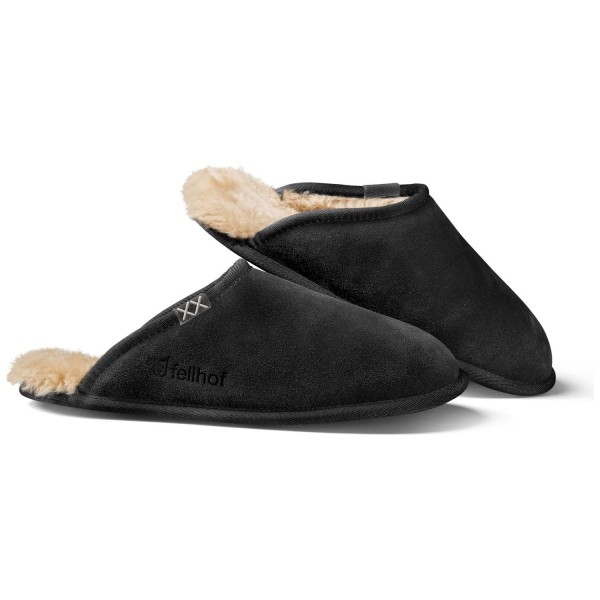 Fellhof - Trendy Alpaka - Unisex Lammfell-Pantoffel - Schwarz