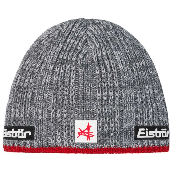 Eisbär - Rene MÜ SA - Herren Winter-Strickmütze mit Fleeceband - Rot/Grau (Ketchup/Graumeliert)