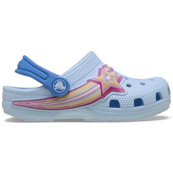Crocs - Toddler Classic Star Lights Clog - Mädchen Sandale mit LED Lichter - Blau/Hellblau (Blue Frost)