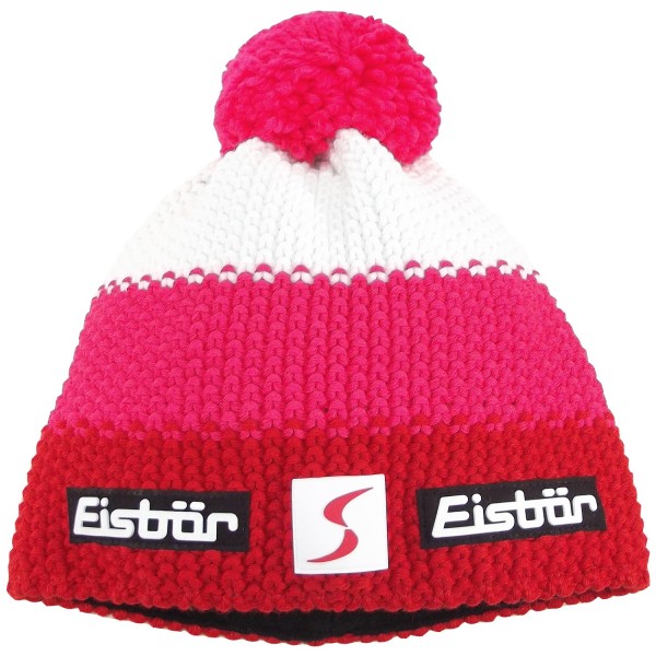 Eisbär Star Pompon SP Damen Winter-Strickmütze rot/pink/weiß