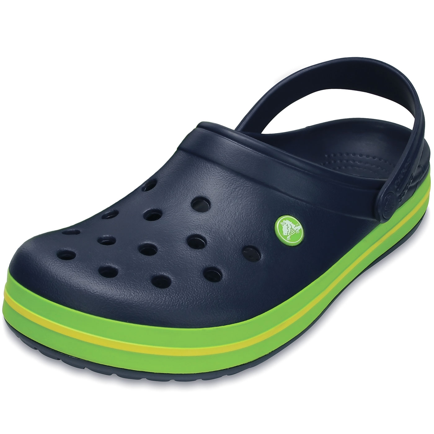 blue and green crocs