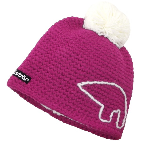 Eisbär Jay Pompon Damen Winter-Strickmütze fuchsia/weiß