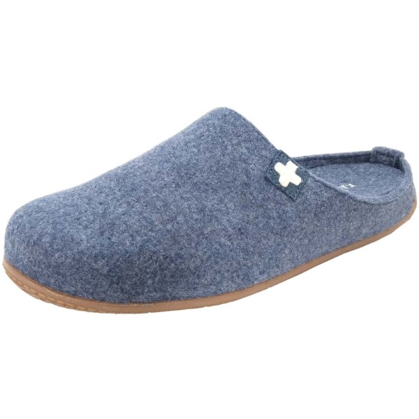 Living Kitzbühel - Gipfelkreuz - Unisex Hauspantoffeln aus Filz mit Fußbett - Blau (Media Blue)