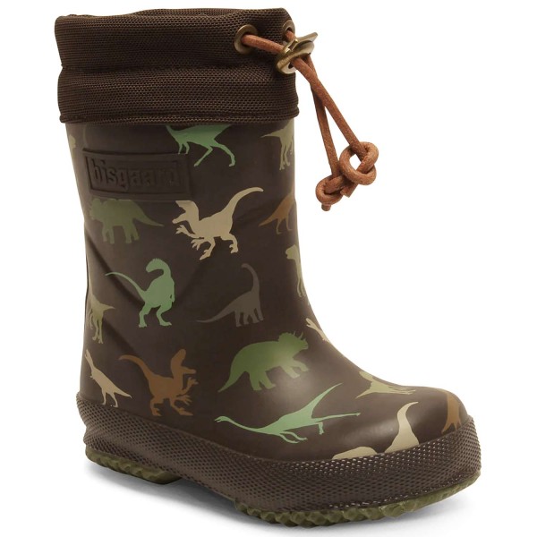 Bisgaard Thermo Rubber Boots Kinder Gummistiefel mit Warmfutter Dunkelbraun (Brown Dino)