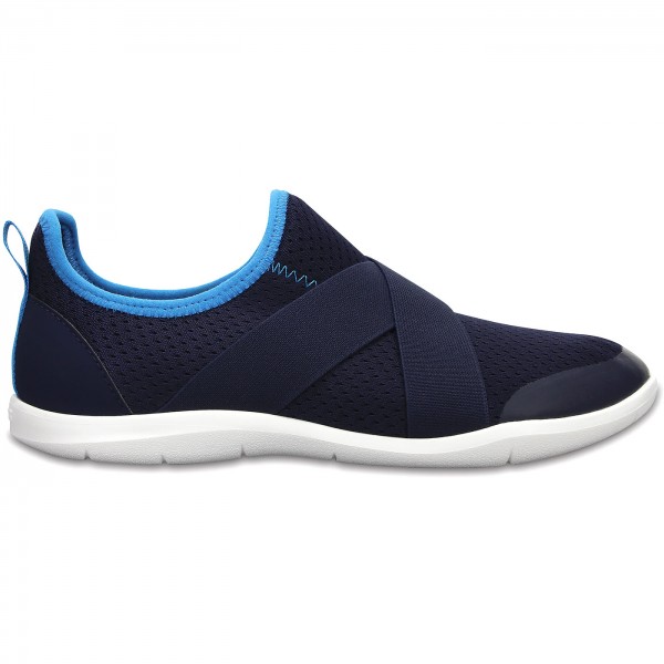 Crocs Swiftwater Cross Strap Women Slip Ons navy white