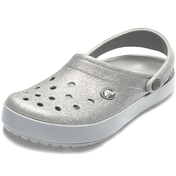 silver glitter crocs women's