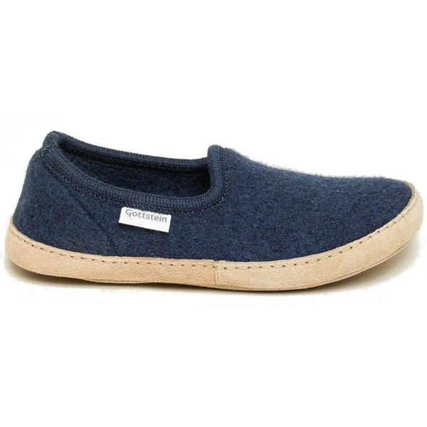 Gottstein  - Cheyenne - Unisex Hauspatschen mit Ledersohle - Dunkelblau (Ink Blue)