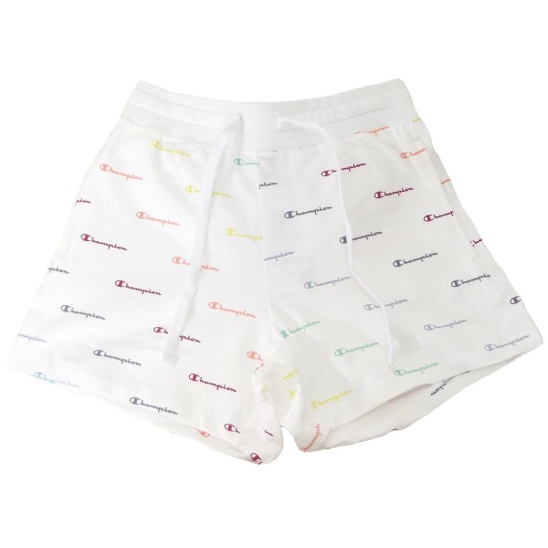 Champion Shorts Allover Logo Damen Baumwolle-Hose Weiß (WHT/A)