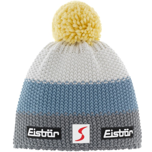 Eisbär Star Pompon SP Kids Kinder Winter-Strickmütze Graumele/Pastellblau/Weiß