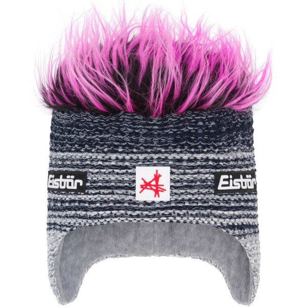 Eisbär - Cocker MÜ SA - Unisex Wuschelhaarmütze aus Merino - White-Graumel-Nacht/Pink