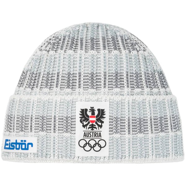 Eisbär - Milano MÜ ÖOC - Unisex Olympia Haube mit Fleeceband - Grau/Weiß