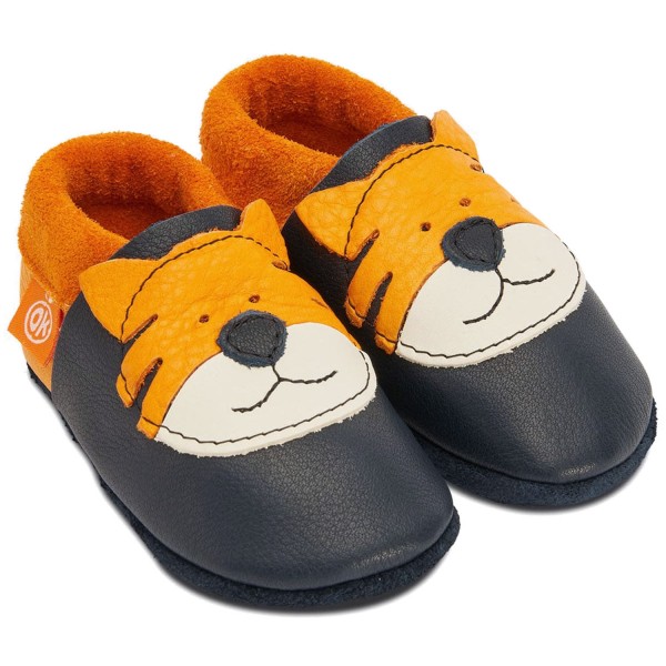 Orangenkinder Tiger Tom Kleinkinder Krabbelschuhe Dunkelblau/Orange