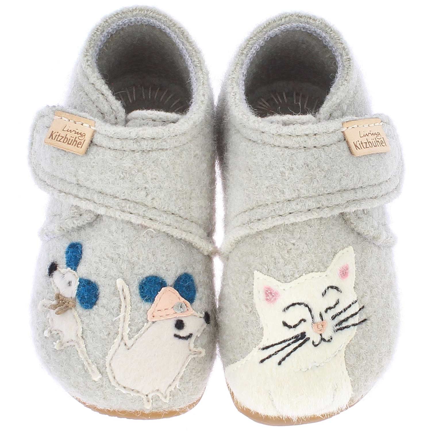 Living Kitzbühel Cat Mouse Toddler Slippers Grey (Pumice) | Biomecanics | Brands | Flux Online