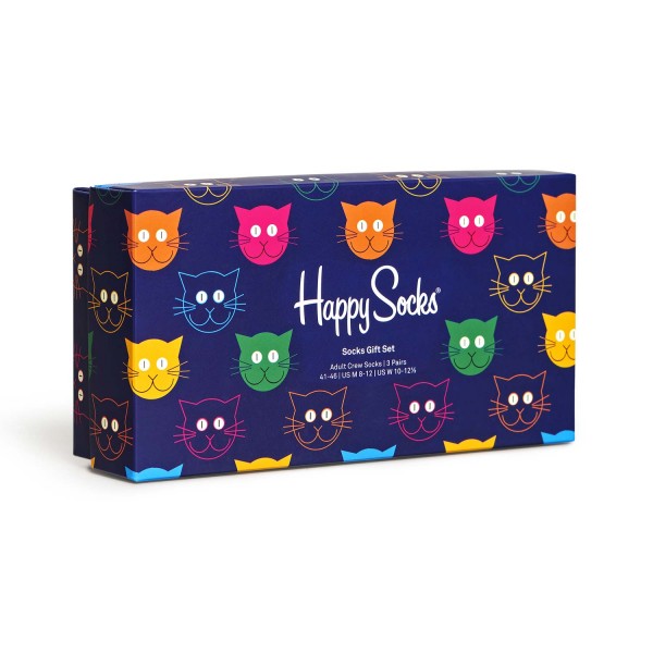 Happy Socks Mixed Cat Socks Gift Set 3-Pack Unisex Geschenk-Socken Mehrfarbig/Katzenmotive