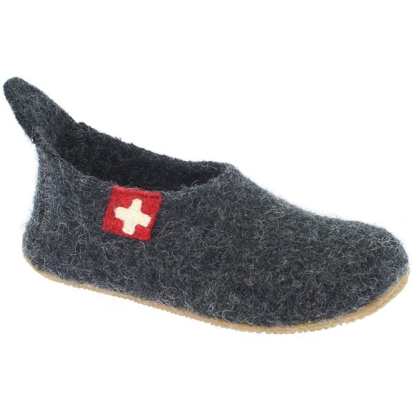 Living Kitzbühel Slipper Schweizer Kreuz Unisex Hausschuhe Anthrazit (Anthra)