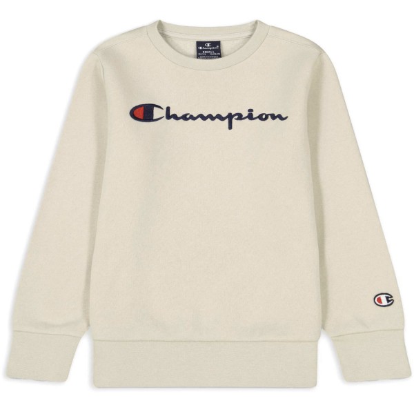 Champion Crewneck Sweatshirt Kids Kinder Pullover mit Logo-Schriftzug Beige (Off-White/SVL)