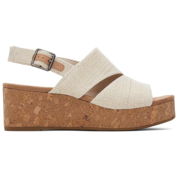 Toms Claudine Damen Slingback Keilsandale Beige (Natural Metallic Linen)