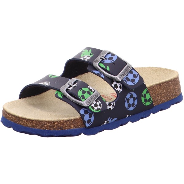 Superfit Fussbettpantoffel Jungen Pantolette Blau/Fussball