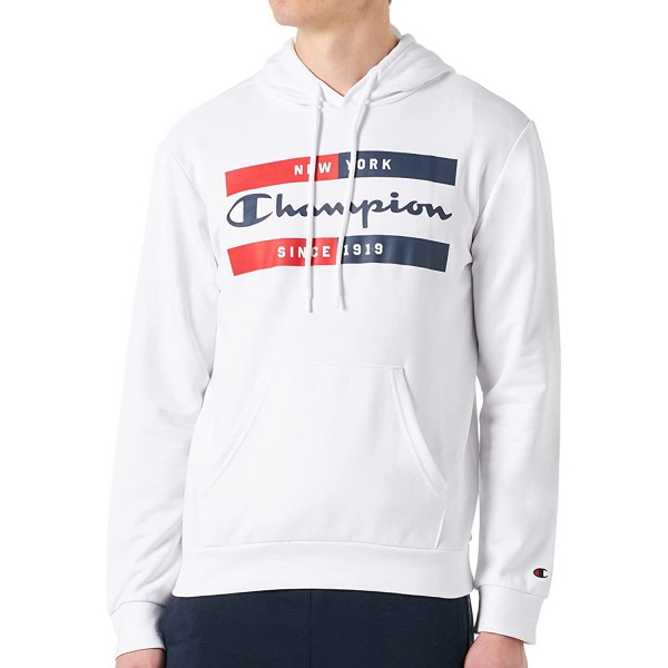 Champion Hooded Sweatshirt Graphic Mn Herren Hoodie mit New York Schriftzug Weiß (White/WHT)