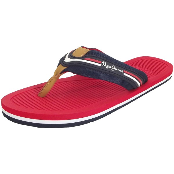 Pepe Jeans Off Beach Basic Herren Zehenstegsandale dunkelblau/rot (navy)